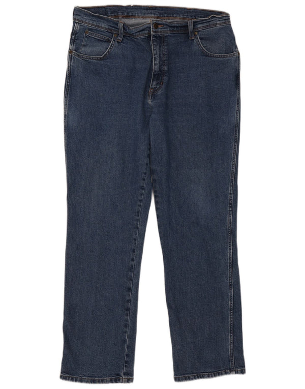 Wrangler Mens Regular Fit Straight Jeans W38 L32 Blue Cotton