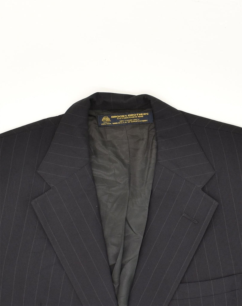 BROOKS BROTHERS Mens 2 Button Blazer Jacket UK 38 Medium Black Pinstripe | Vintage Brooks Brothers | Thrift | Second-Hand Brooks Brothers | Used Clothing | Messina Hembry 