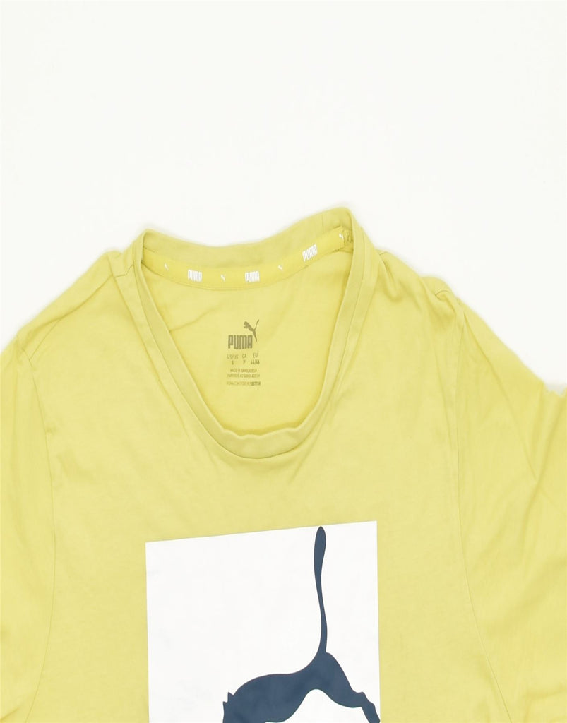 PUMA Mens Graphic T-Shirt Top Small Yellow Cotton | Vintage | Thrift | Second-Hand | Used Clothing | Messina Hembry 