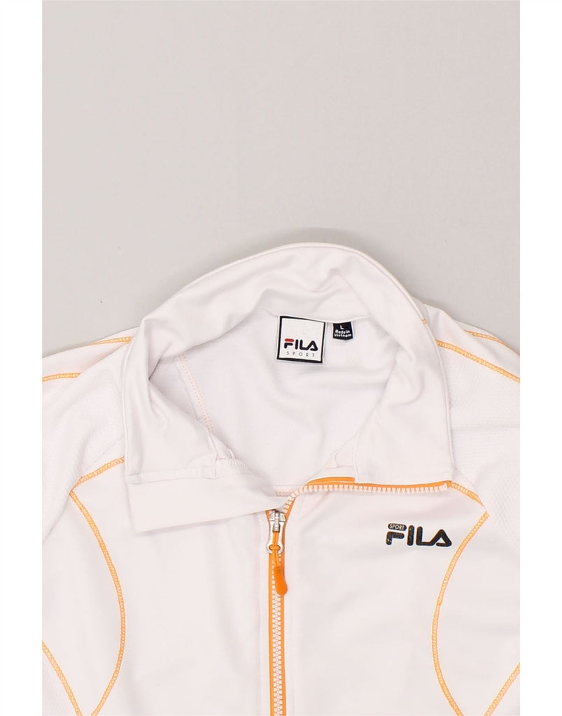 FILA Womens Tracksuit Top Jacket UK 16 Large White Polyester | Vintage Fila | Thrift | Second-Hand Fila | Used Clothing | Messina Hembry 