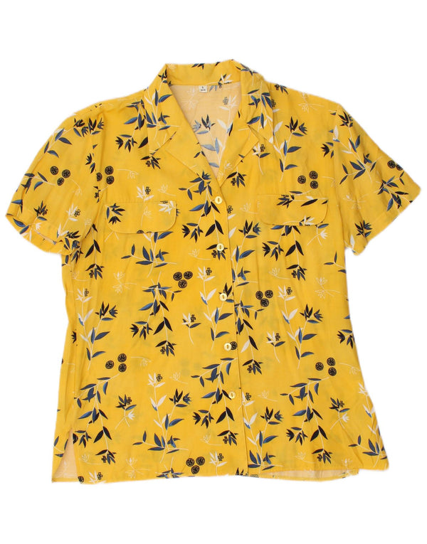 Vintage Womens Short Sleeve Shirt Blouse EU 36/38 Small Yellow Floral