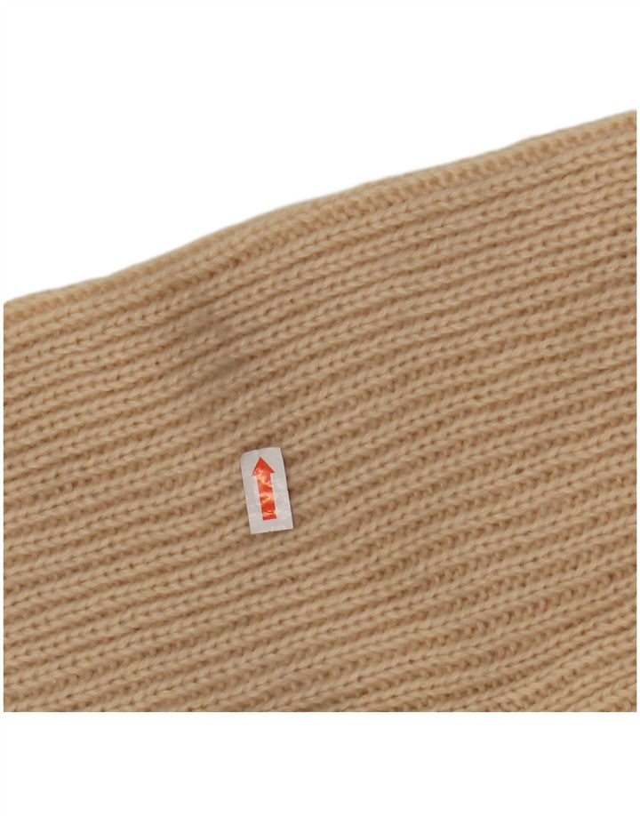 VINTAGE Womens Roll Neck Jumper Sweater UK 12 Medium Beige Striped Acrylic