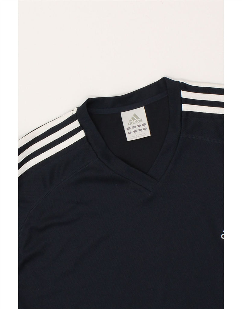 ADIDAS Mens T-Shirt Top UK 44/46 Large Navy Blue Polyester | Vintage Adidas | Thrift | Second-Hand Adidas | Used Clothing | Messina Hembry 