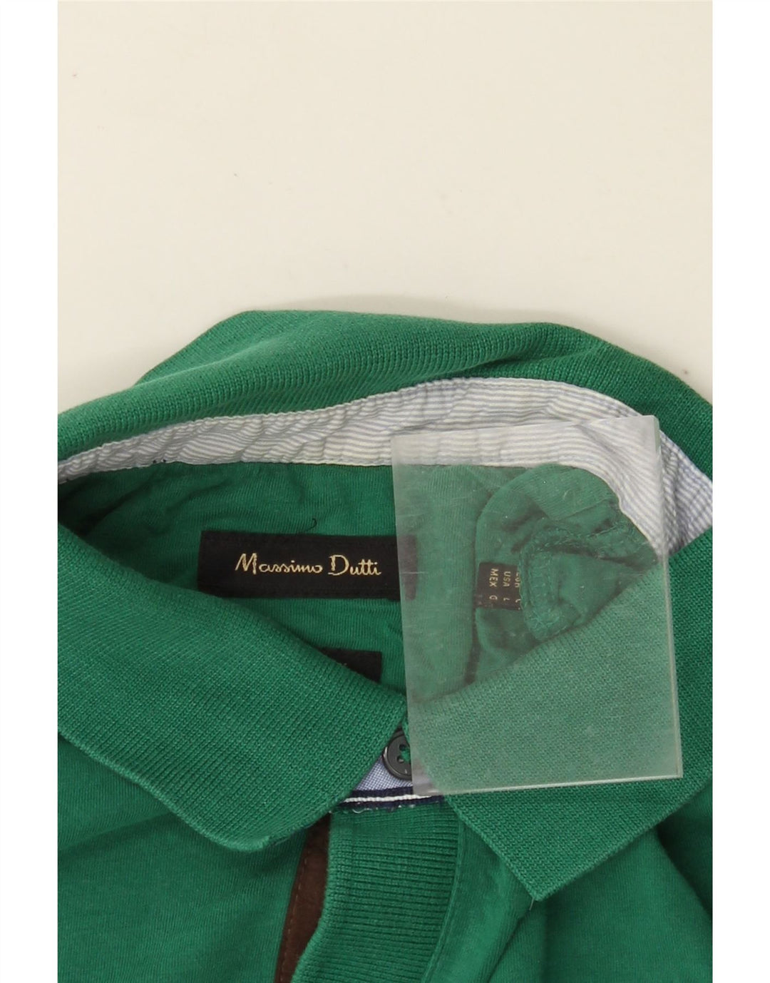 MASSIMO DUTTI Mens Polo Shirt Large Green
