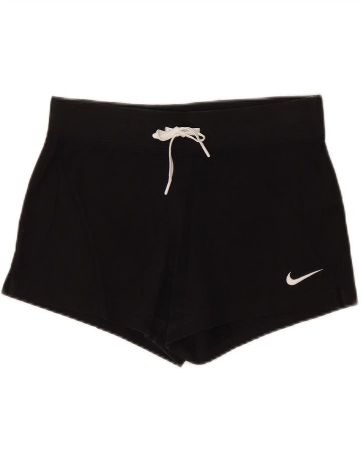 NIKE Womens Sport Shorts UK 10 Small Black Cotton