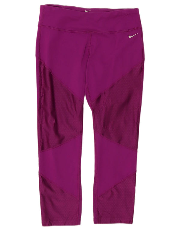 Nike Womens Capri Leggings UK 12 Medium Purple Colourblock Nylon
