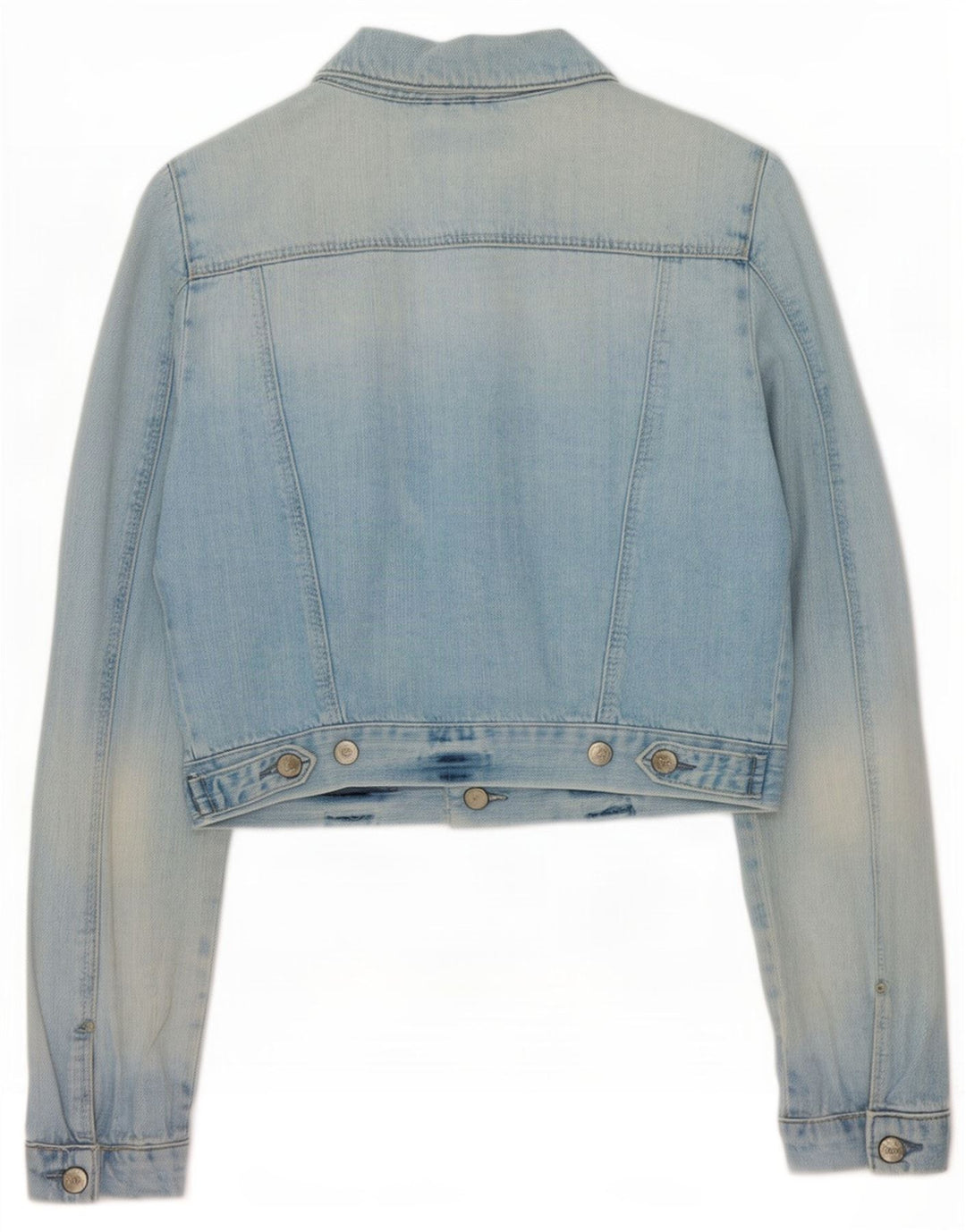 Moto Womens Crop Denim Jacket UK 12 Medium Blue Cotton
