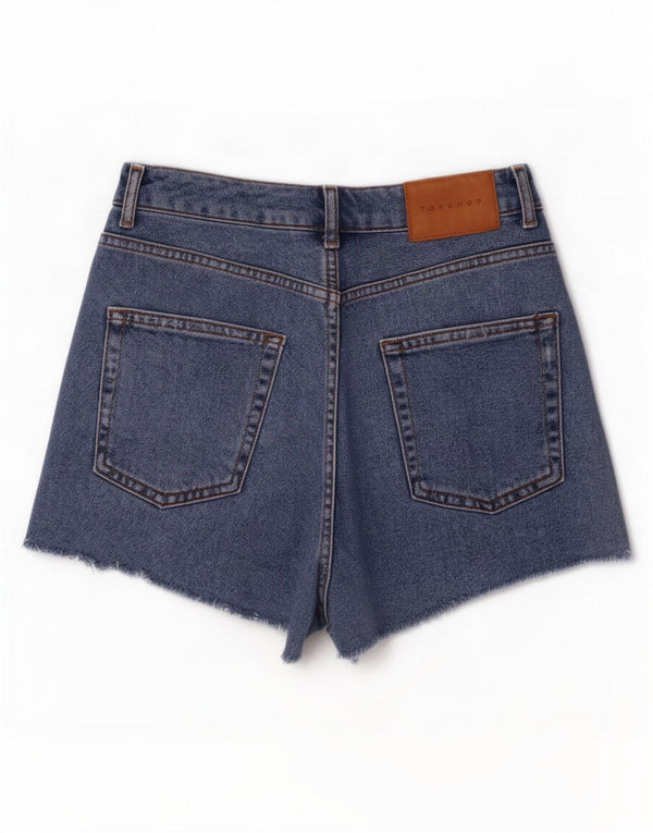 Topshop Womens Mom Denim Shorts UK 10 Small W26 Blue Cotton