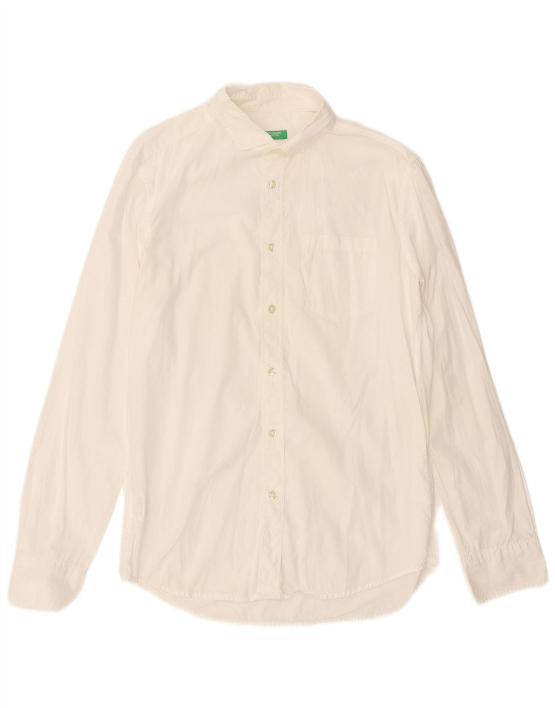 Benetton Mens Shirt Medium White Cotton