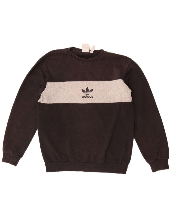 Adidas Mens Graphic Sweatshirt Jumper Small Black Colourblock Cotton