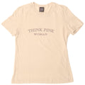 Think Pink Womens Graphic T-Shirt Top UK 12 Medium Off White Cotton