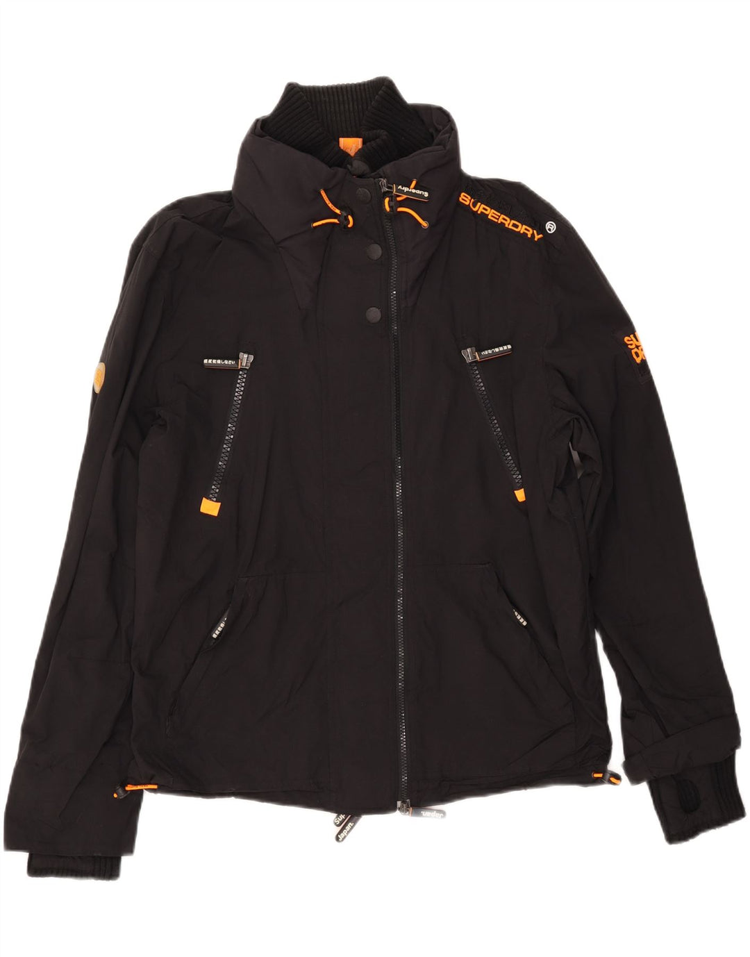 SUPERDRY Womens Windbreaker Jacket UK 16 Large Black Nylon
