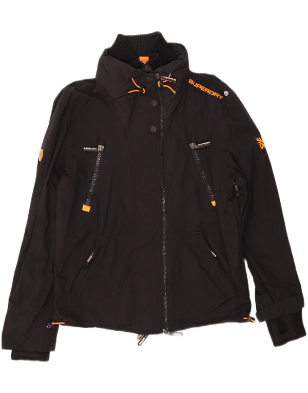 SUPERDRY Womens Windbreaker Jacket UK 16 Large Black Nylon