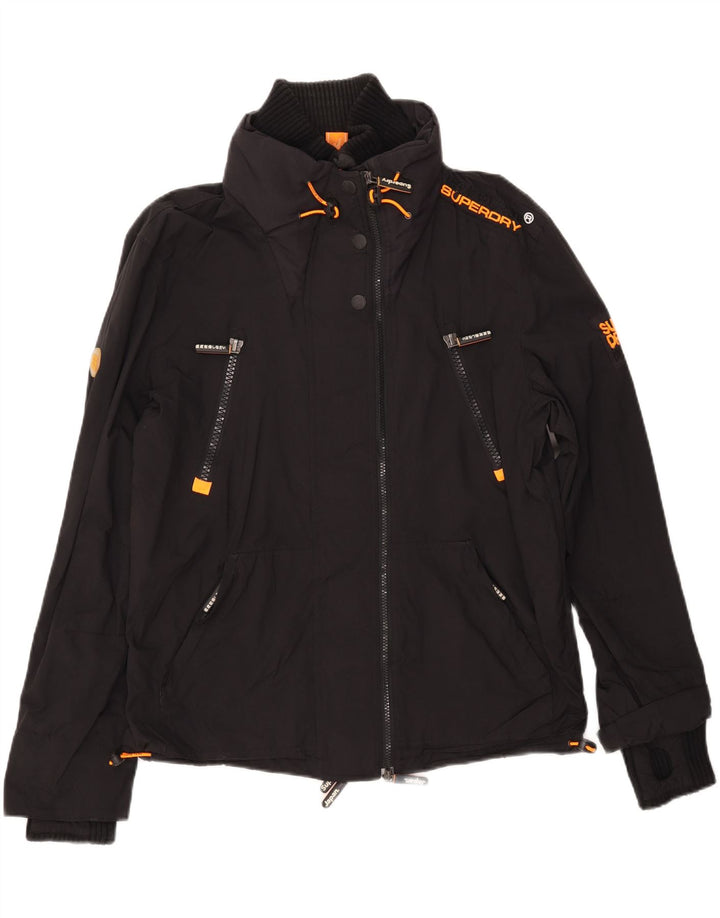 SUPERDRY Womens Windbreaker Jacket UK 16 Large Black Nylon