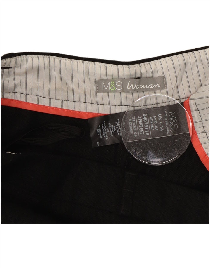 Marks & Spencer Womens Straight Suit Trousers UK 14 Large W32 L29 Black