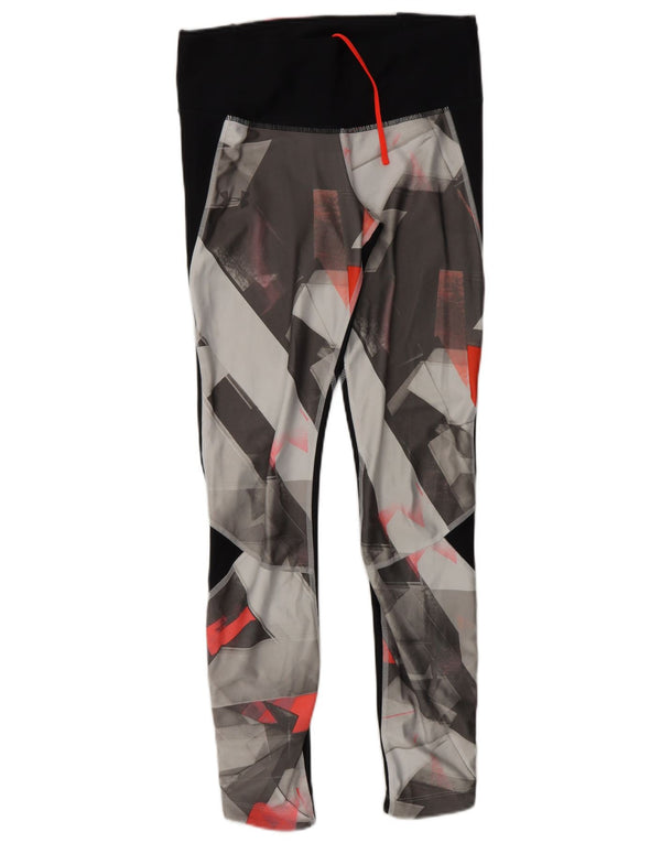 UNDER ARMOUR Womens Heat Gear Leggings UK 12 Medium Black Geometric