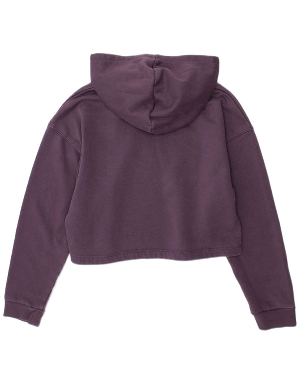 PUMA Girls Crop Hoodie Jumper 11-12 Years Purple Cotton