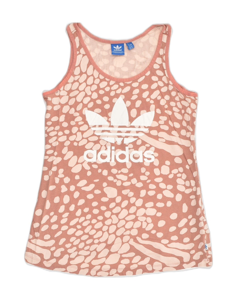 ADIDAS Womens Graphic Vest Top UK 8 Small  Beige Spotted Cotton | Vintage Adidas | Thrift | Second-Hand Adidas | Used Clothing | Messina Hembry 