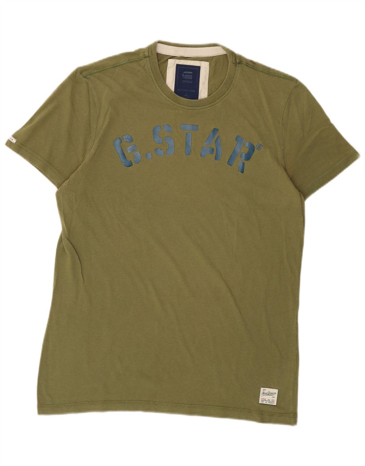 G-Star Mens Graphic T-Shirt Top Medium Khaki Cotton