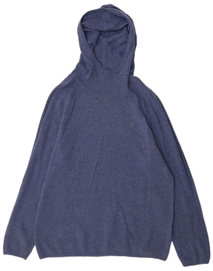 Calvin Klein Mens Hooded Jumper Sweater Small Blue Flecked