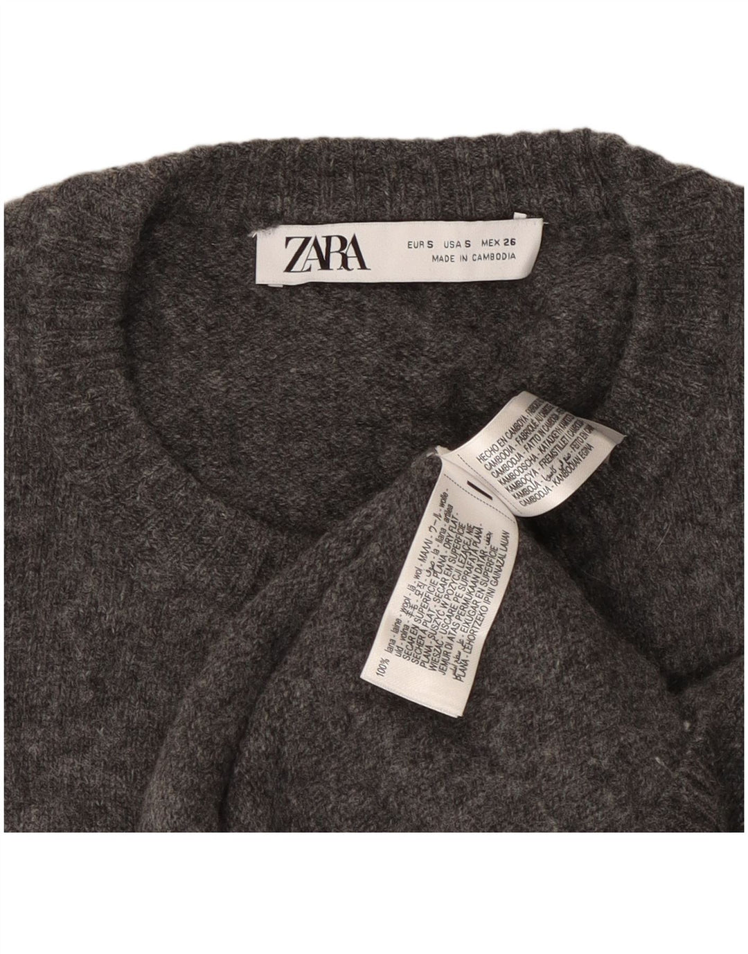 Zara Womens Cardigan Sweater UK 10 Small Grey Wool