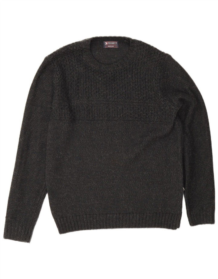 Peckott Mens Heritage Crew Neck Jumper Sweater Medium Grey Polyacrylic