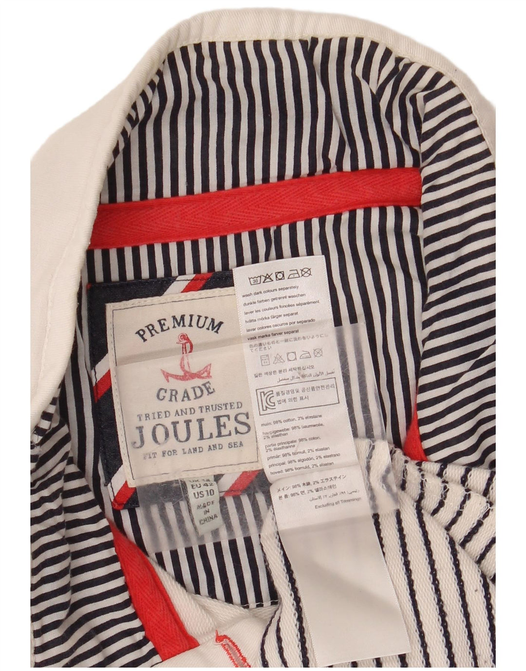 JOULES Womens Sweatshirt Jumper UK 14 Medium  Off White Striped