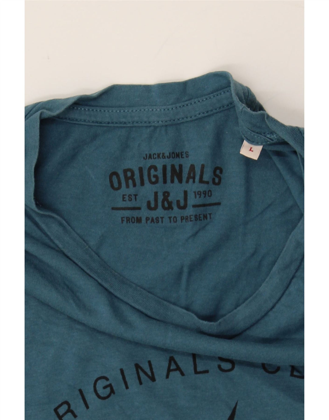 JACK & JONES Mens Graphic T-Shirt Top Large Blue Cotton Vintage Jack & Jones and Second-Hand Jack & Jones from Messina Hembry 
