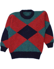 VINTAGE Mens Crew Neck Jumper Sweater Large Multicoloured Geometric