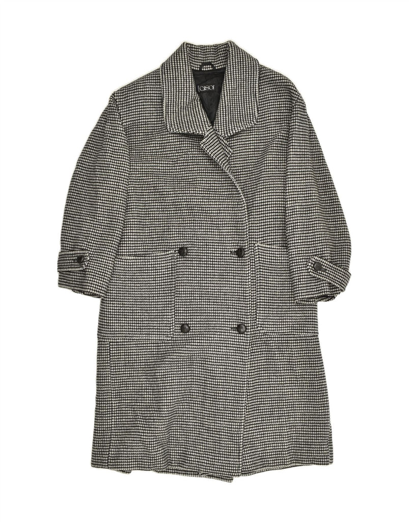 VINTAGE Womens Double Breasted Overcoat UK 6 XS Grey Check Wool | Vintage Vintage | Thrift | Second-Hand Vintage | Used Clothing | Messina Hembry 