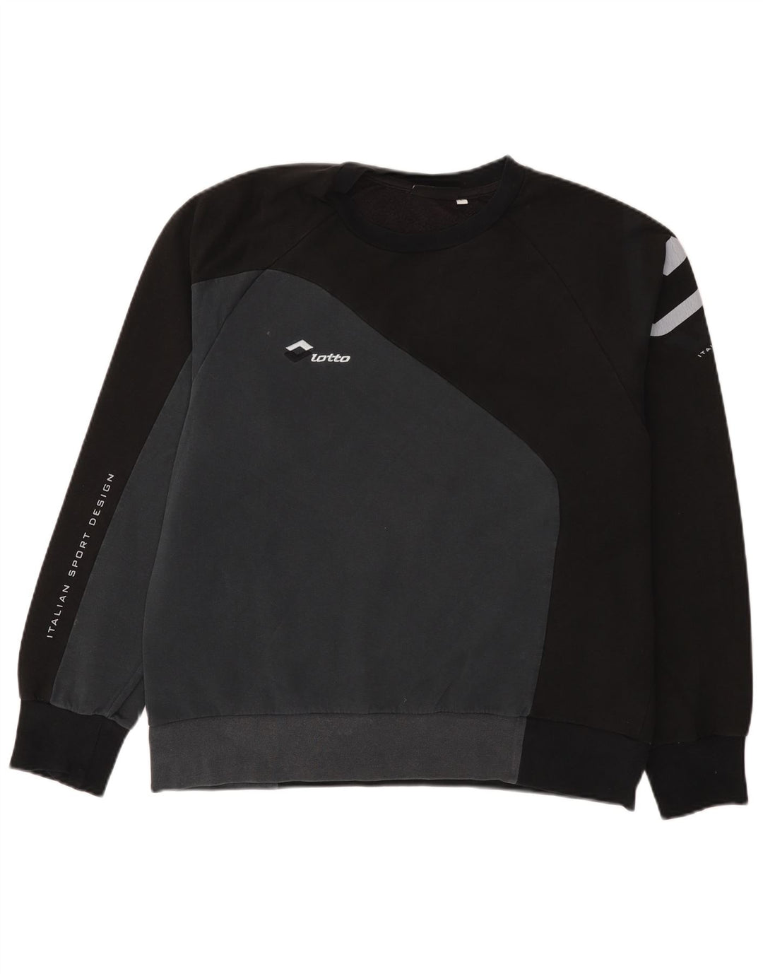 Lotto Mens Graphic Sweatshirt Jumper Large Black Colourblock Cotton