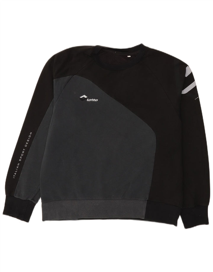 Lotto Mens Graphic Sweatshirt Jumper Large Black Colourblock Cotton