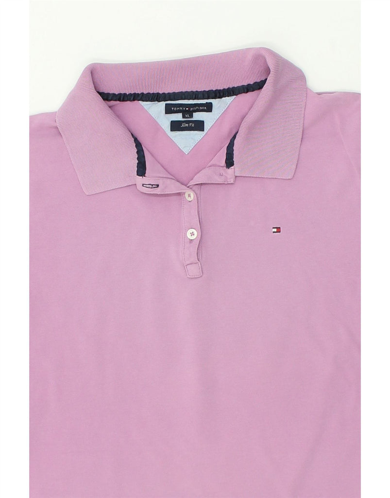 TOMMY HILFIGER Womens Slim Fit Polo Shirt UK 18 XL Pink | Vintage Tommy Hilfiger | Thrift | Second-Hand Tommy Hilfiger | Used Clothing | Messina Hembry 