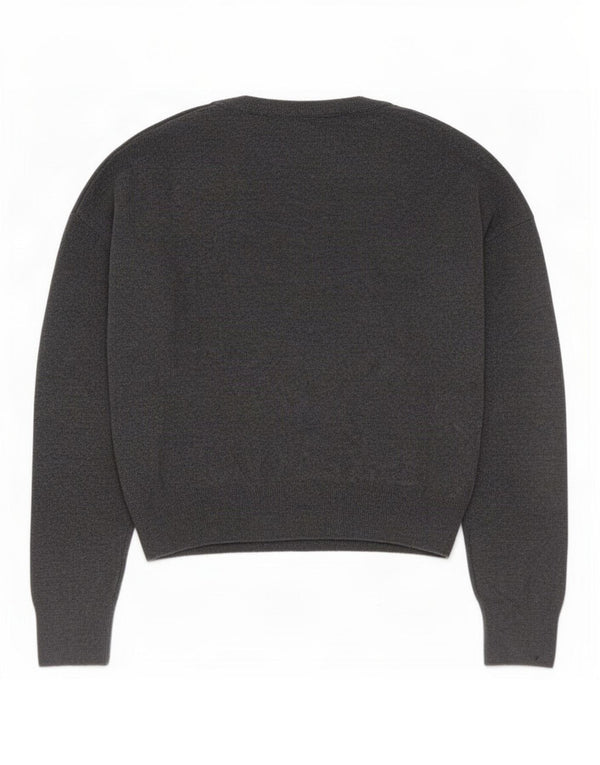 Zara Womens Oversized V-Neck Jumper Sweater UK 10 Small Grey Polyamide