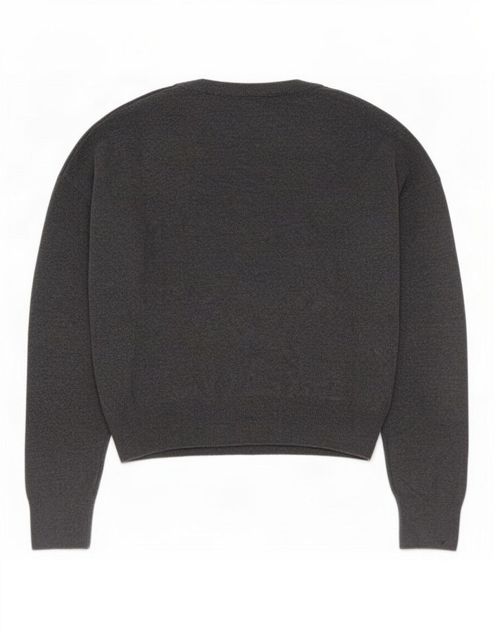 Zara Womens Oversized V-Neck Jumper Sweater UK 10 Small Grey Polyamide