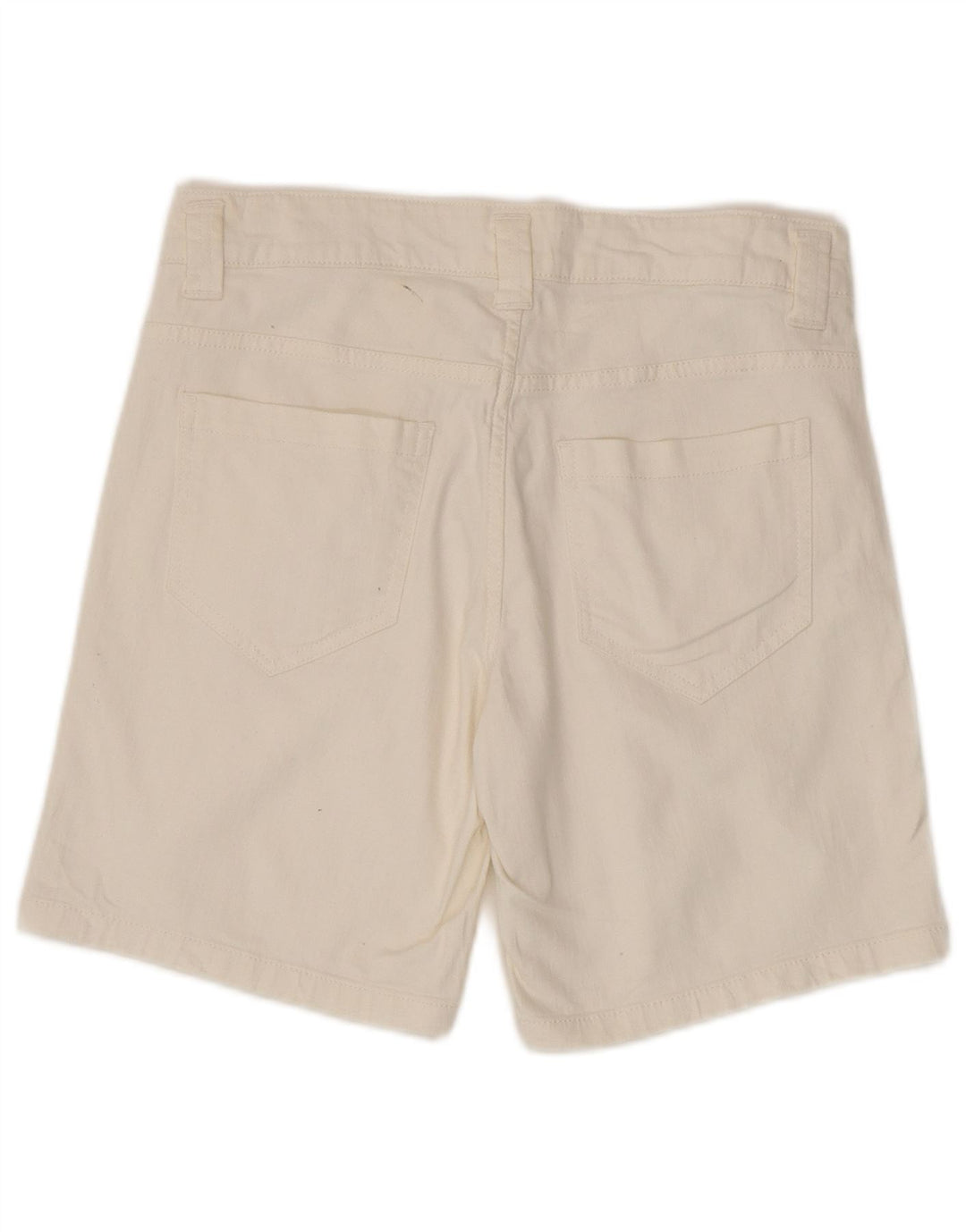 Benetton Womens Denim Shorts UK 8 Small W30  White Cotton