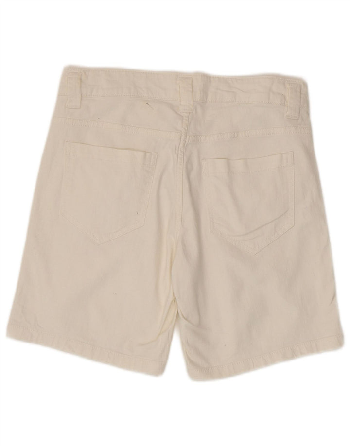 Benetton Womens Denim Shorts UK 8 Small W30  White Cotton