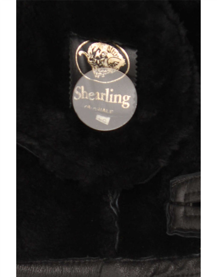 Vintage Mens Shearling Jacket IT 54 2XL Black Shearling