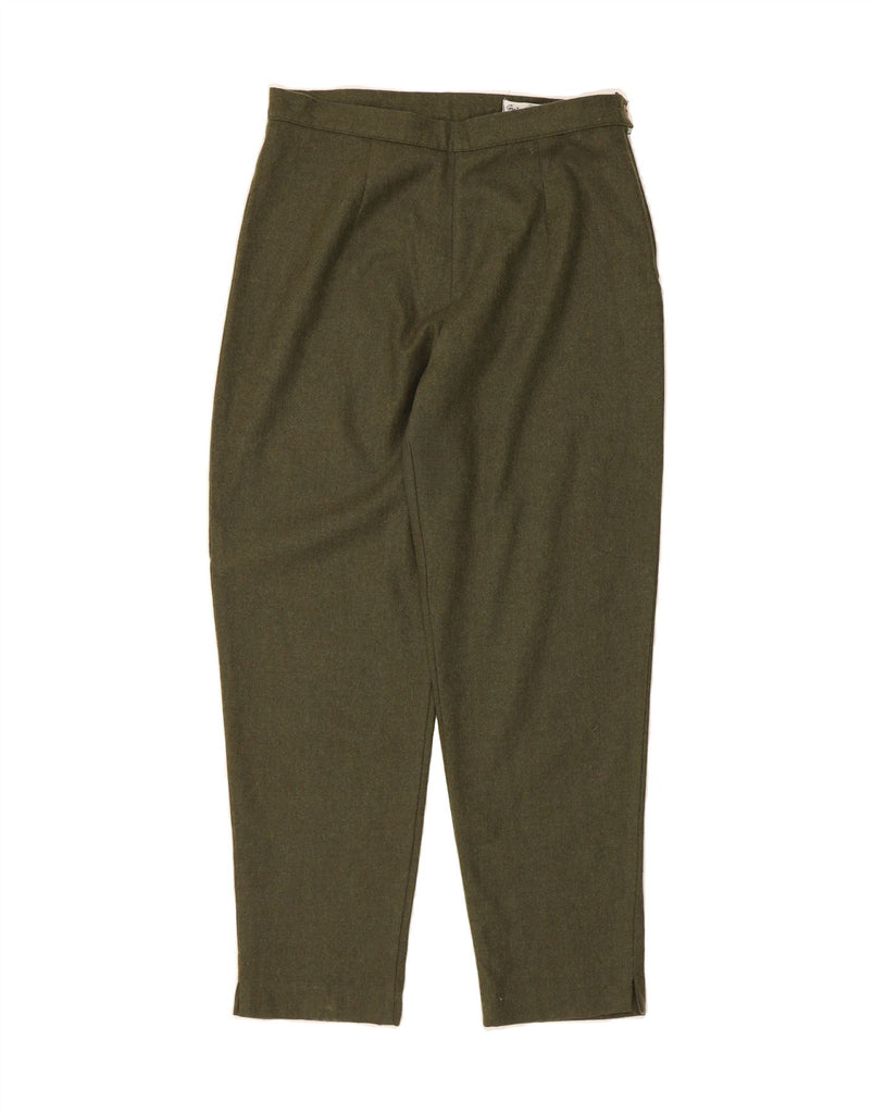 MARZOTTO Womens High Waist Slim Casual Trousers IT 50 XL W32 L28 Khaki Vintage Marzotto and Second-Hand Marzotto from Messina Hembry 
