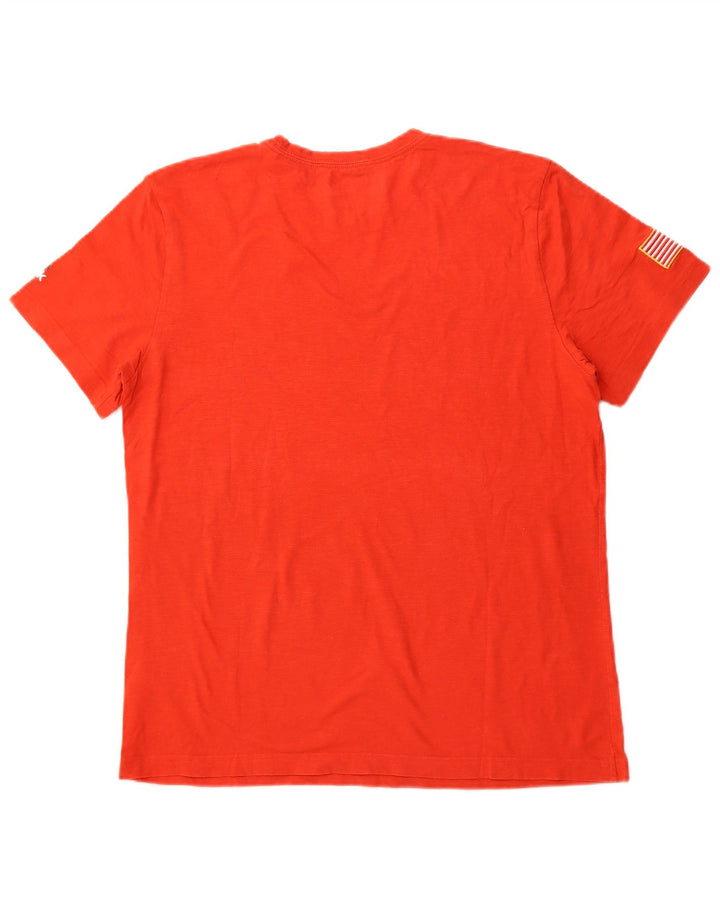 REEBOK Mens Graphic T-Shirt Top Large Orange Cotton