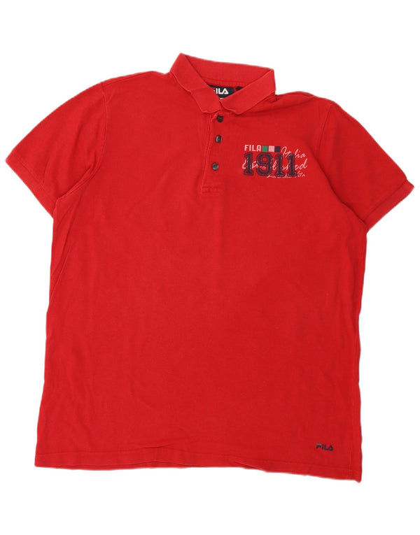 Fila Mens Graphic Polo Shirt XL Red Cotton Sports