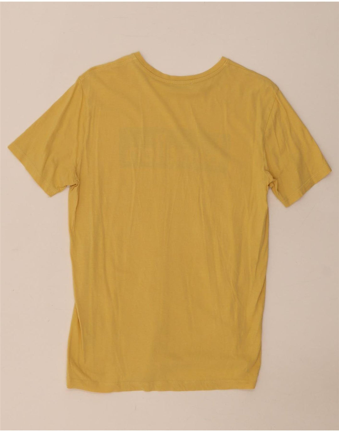 Benetton Mens Graphic T-Shirt Top Medium Yellow Cotton