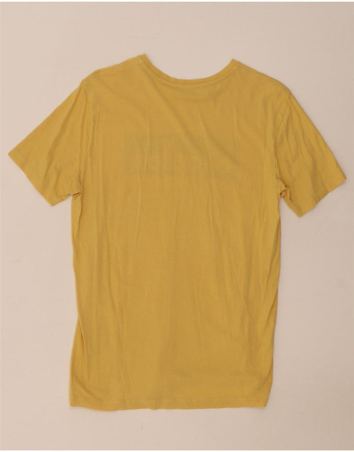 Benetton Mens Graphic T-Shirt Top Medium Yellow Cotton
