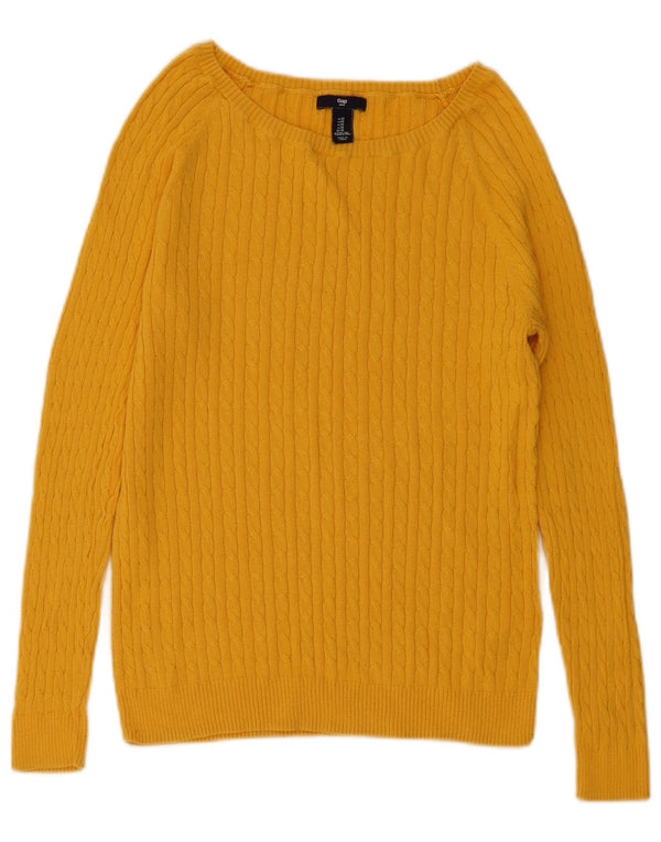Gap Womens Boat Neck Jumper Sweater UK 12 Medium Yellow Cotton