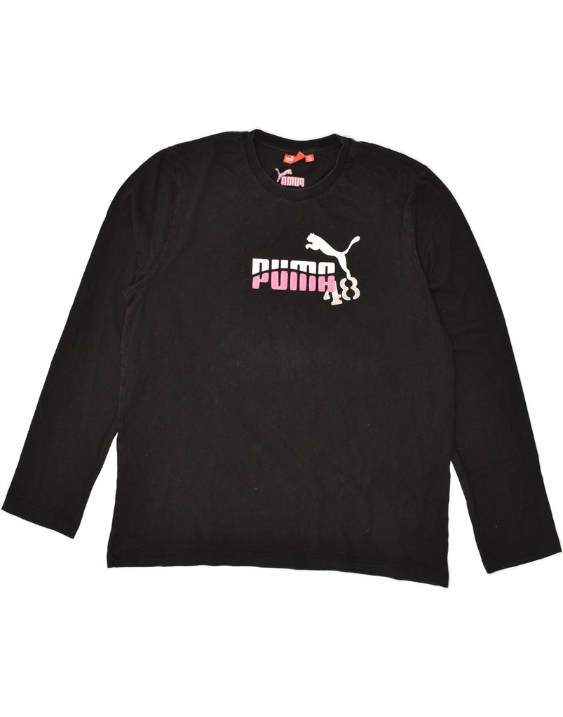 PUMA Womens Graphic Top Long Sleeve UK 18 XL Black Cotton | Vintage Puma | Thrift | Second-Hand Puma | Used Clothing | Messina Hembry 