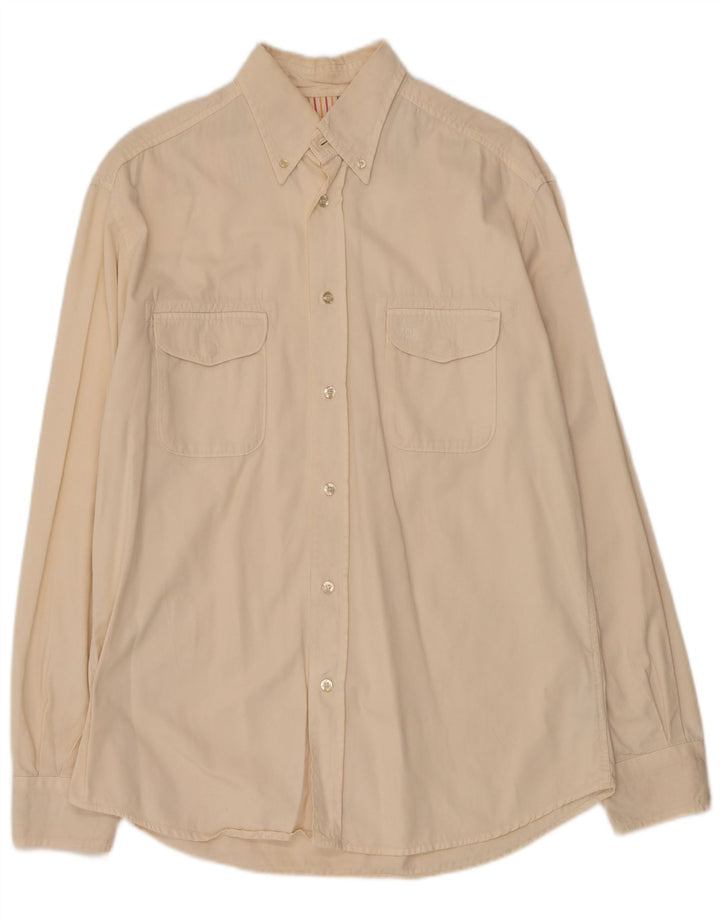 THINK PINK Mens Shirt Medium Beige Cotton