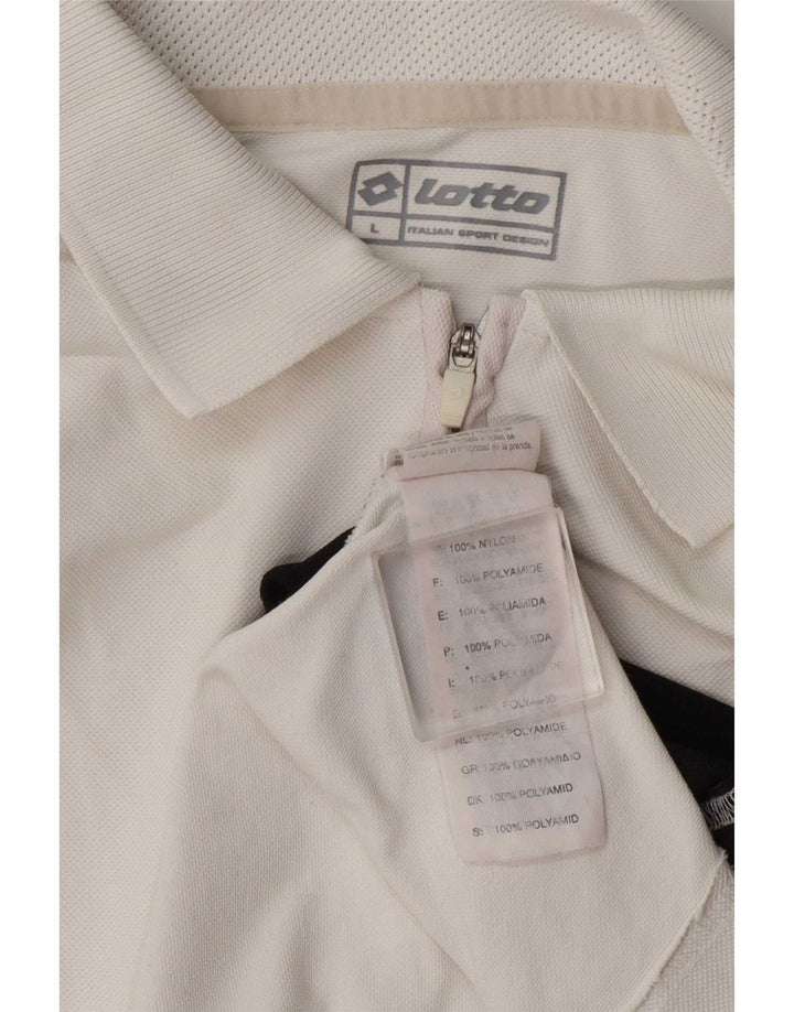Lotto Mens Polo Shirt Large White Colourblock Nylon