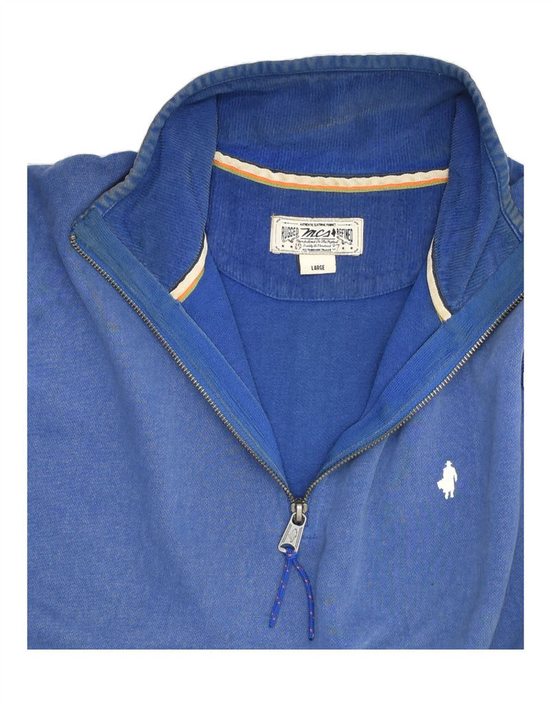 MARLBORO CLASSICS Mens Zip Neck Jumper Sweater Large Blue Colourblock | Vintage Marlboro Classics | Thrift | Second-Hand Marlboro Classics | Used Clothing | Messina Hembry 