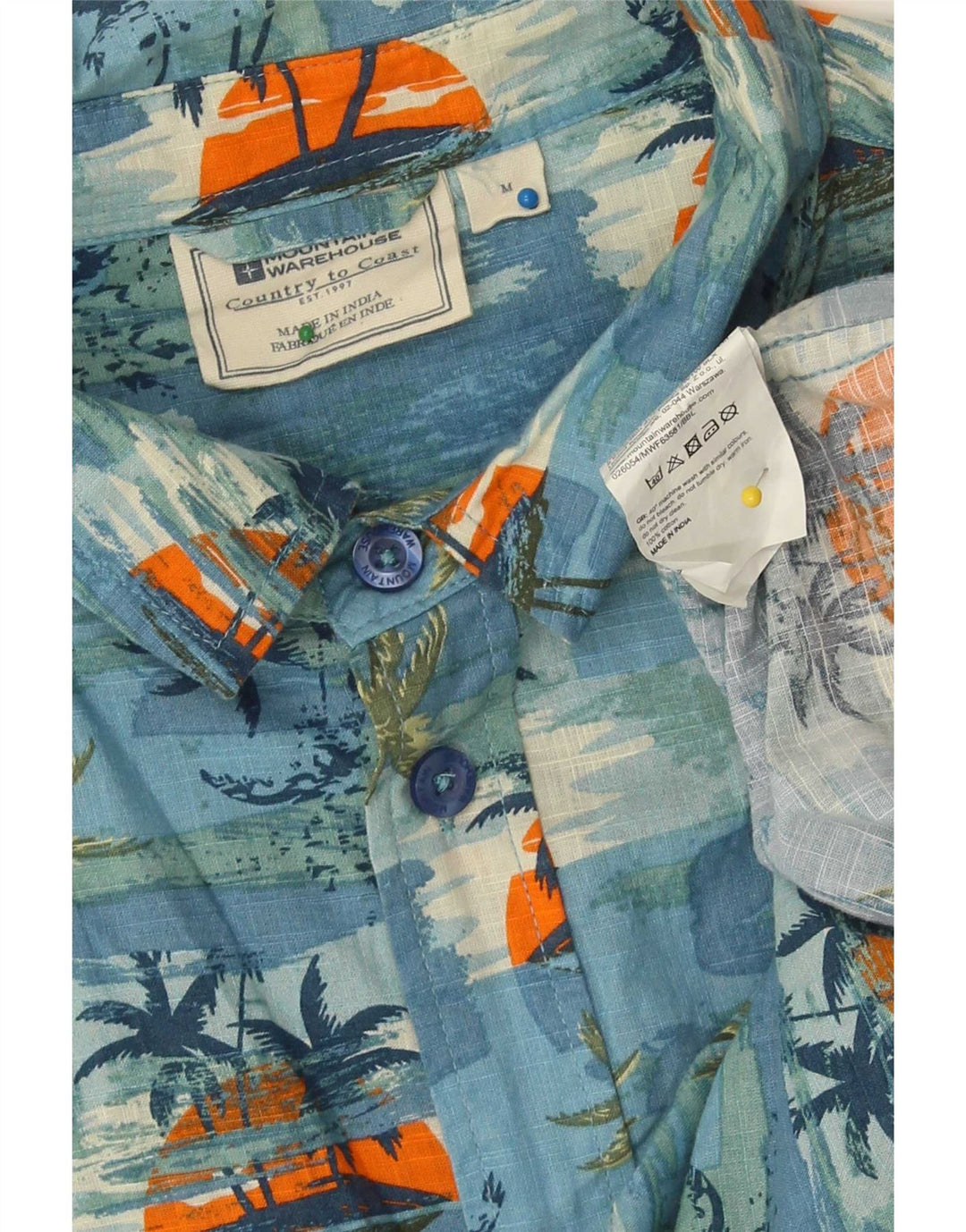Mountain Warehouse Mens Abstract Pattern Shirt Medium Blue Hawaiian