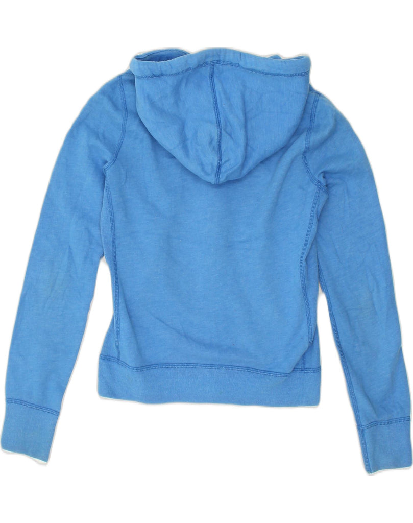 ABERCROMBIE & FITCH Womens Zip Hoodie Sweater UK 12 Medium Blue Cotton | Vintage Abercrombie & Fitch | Thrift | Second-Hand Abercrombie & Fitch | Used Clothing | Messina Hembry 